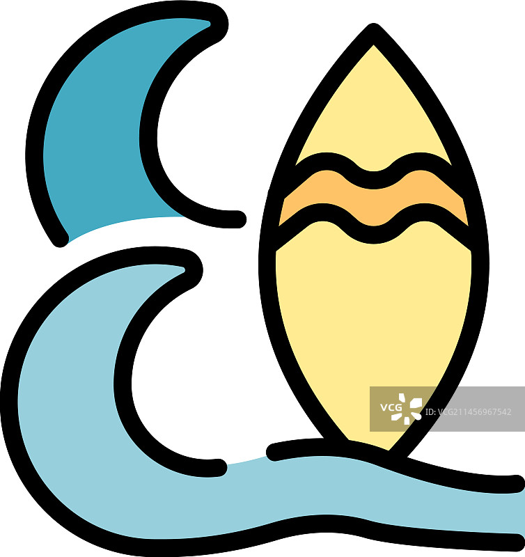 冲浪板图标扁平设计图片素材