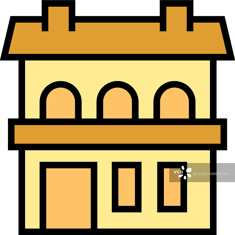 不同别墅图标扁平风格图片素材