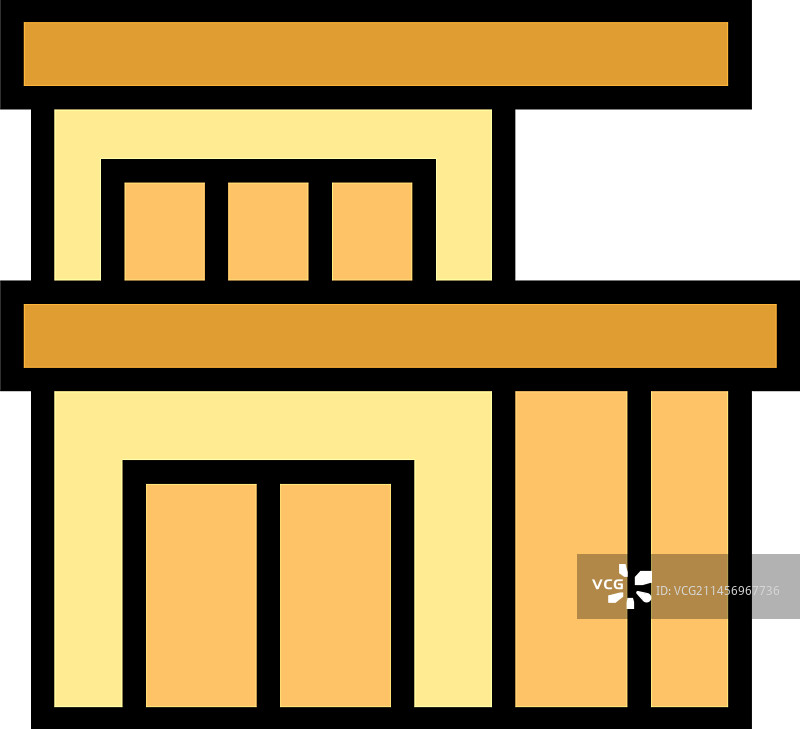 豪华别墅图标扁平设计图片素材