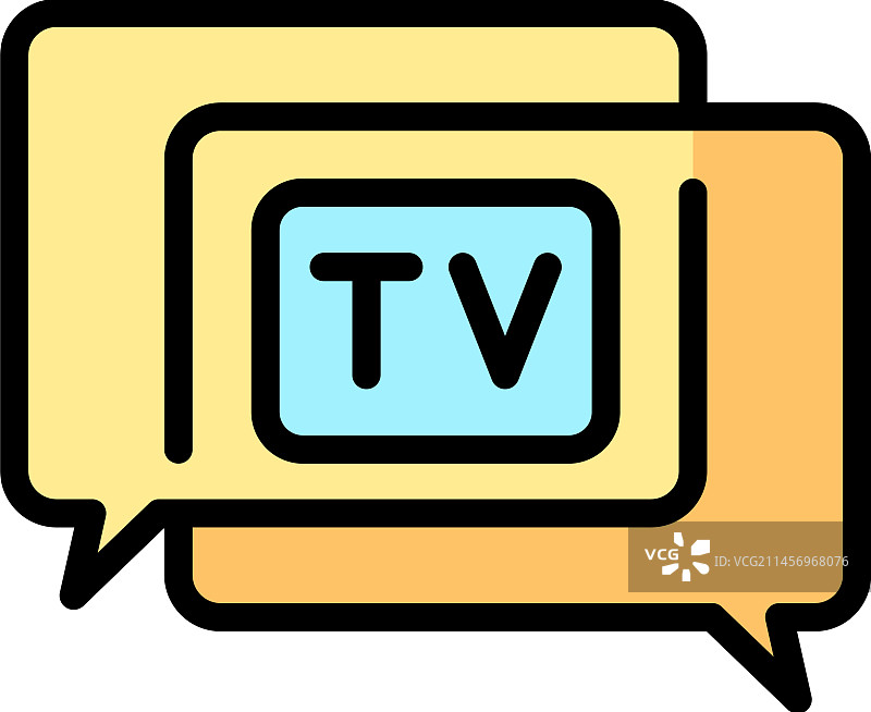 电视聊天扁平图标图片素材