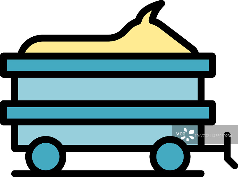 奶牛拖车扁平图标图片素材