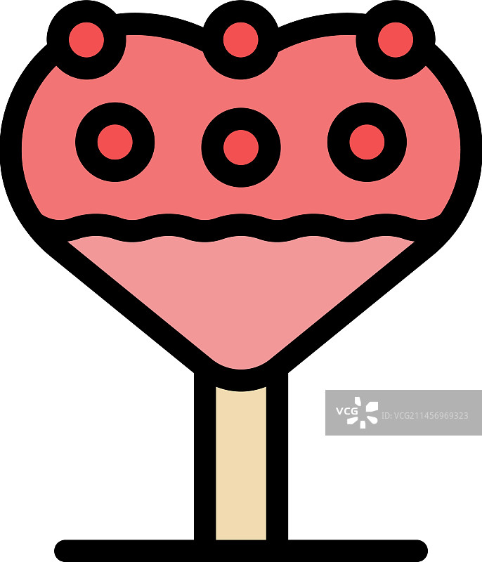 扁平风格的心形棒棒糖图标图片素材