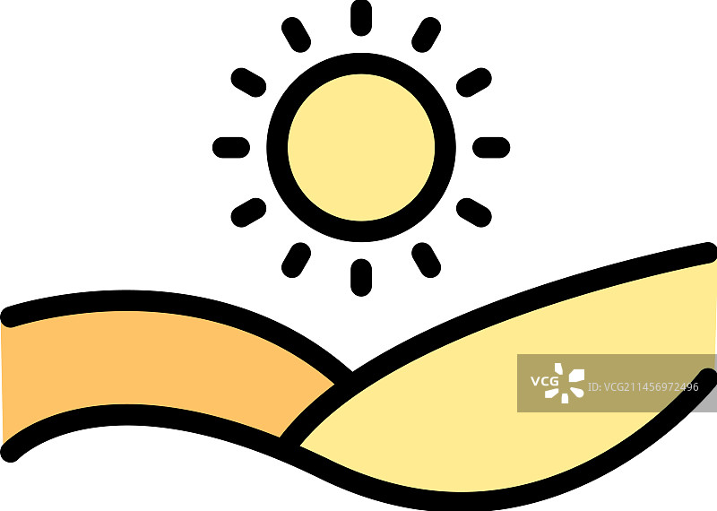 阿拉伯阳光沙漠图标扁平设计图片素材