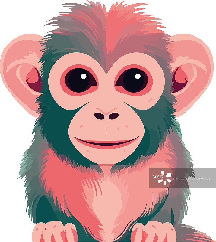 热带雨林中的可爱猴子吉祥物图片素材