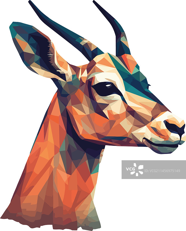 带角瞪羚哺乳动物站立图标图片素材