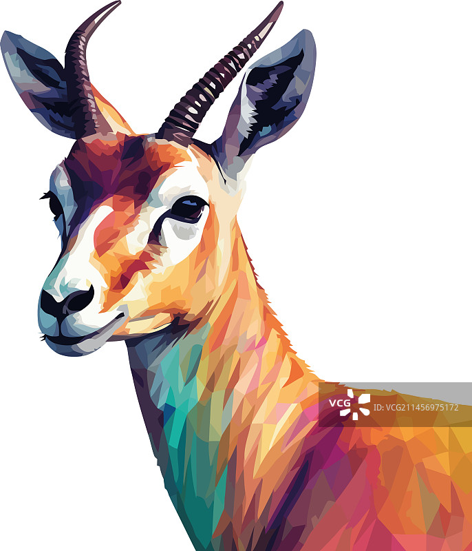 带角的哺乳动物瞪羚站立图标图片素材