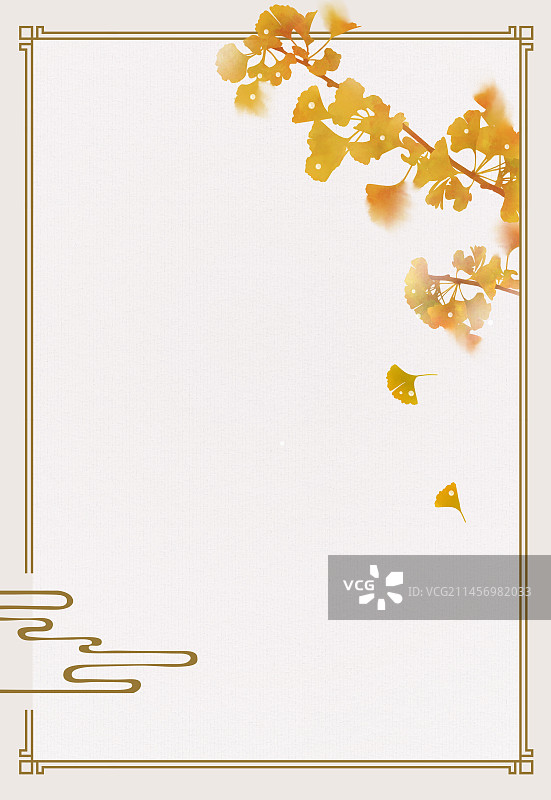 秋天银杏叶边框设计背景图片素材