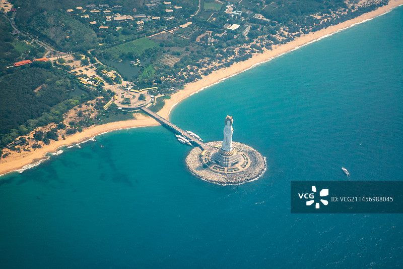 航拍海南省三亚市南海观音图片素材