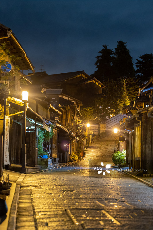 日本京都二年坂、三年坂夜景图片素材