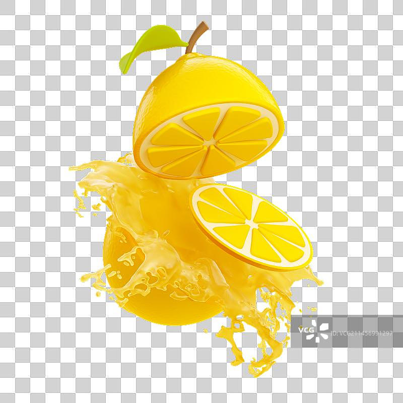 3D渲染卡通新鲜水果元素图片素材