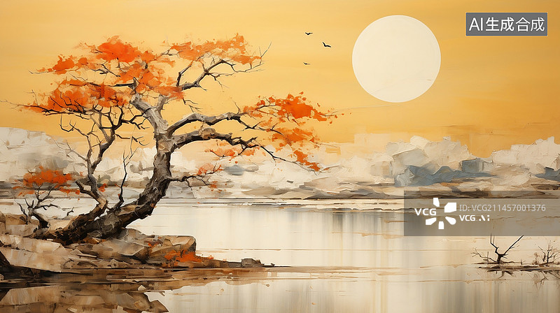 【AI数字艺术】秋分立秋静谧中国风意境壁纸图片素材