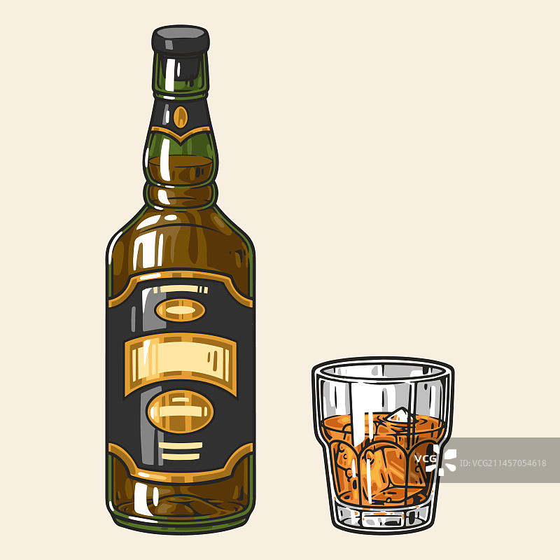 色彩丰富的威士忌酒标图片素材