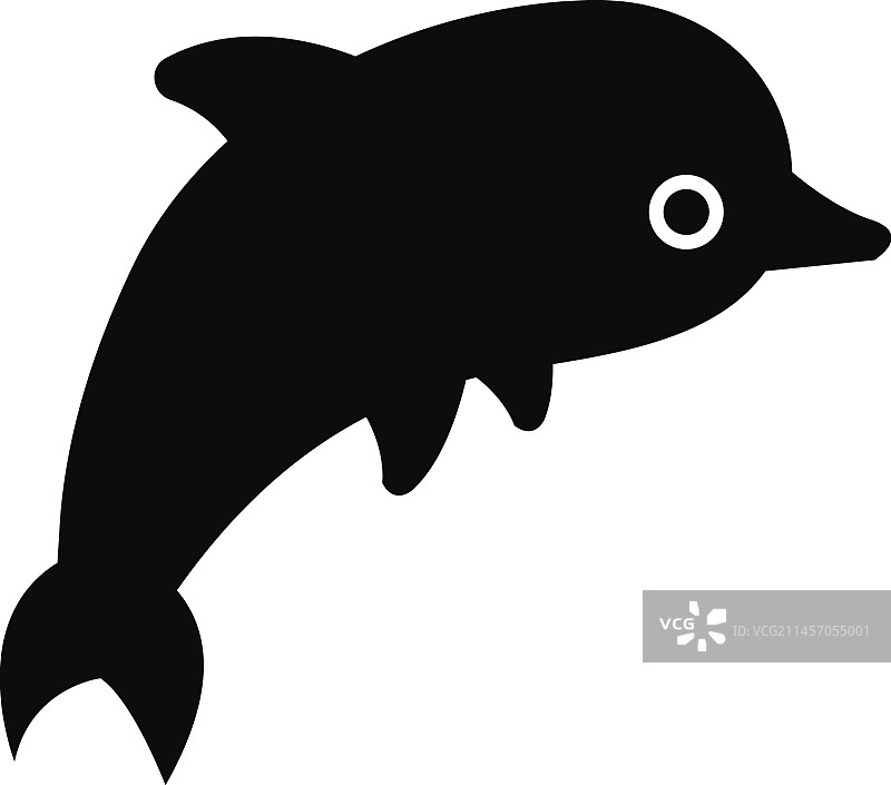 可爱海洋动物跳跃海豚黑色图标图片素材