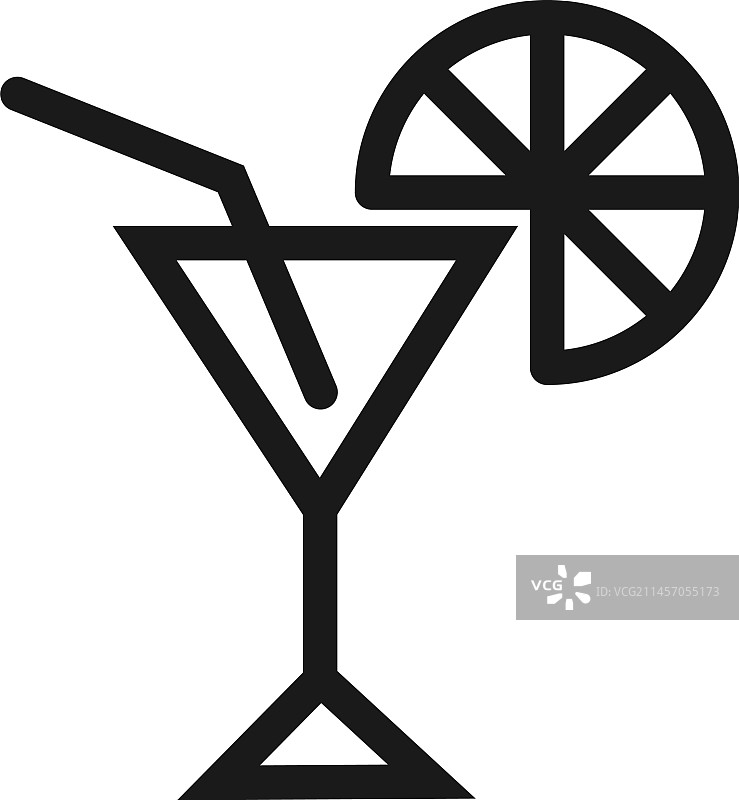 鸡尾酒杯图标饮品茶点线性设计图片素材