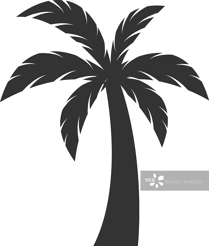 充满异国情调的海滩棕榈黑色图标丛林树图片素材