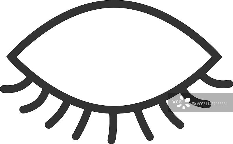 闭眼黑色线条图标，失明符号图片素材
