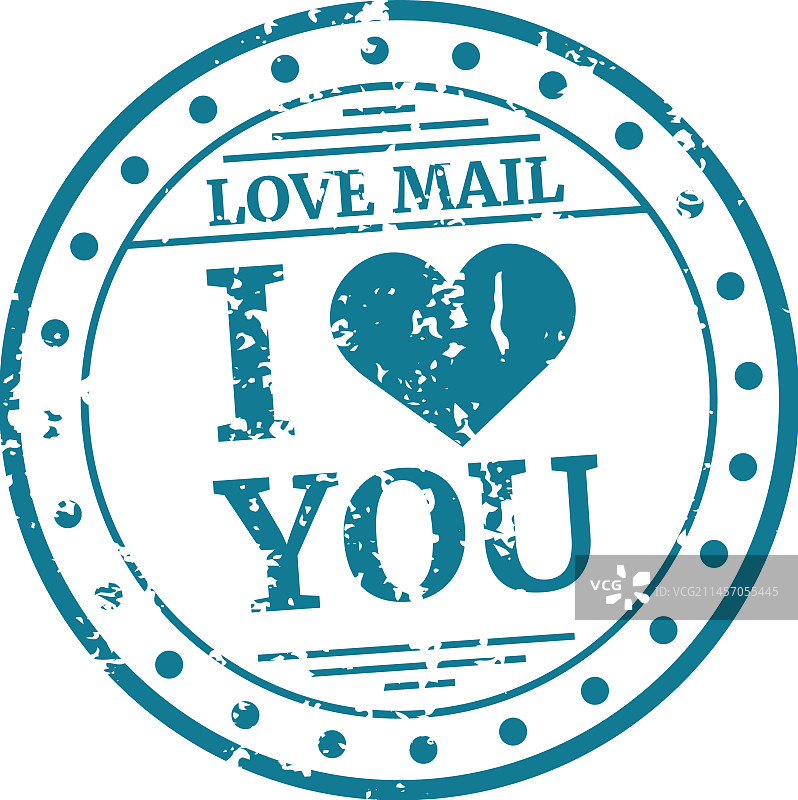 爱心邮件圆形邮戳复古邮政风格标签图片素材