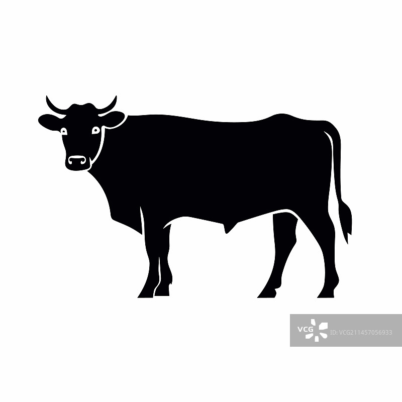 白色背景上的黑色公牛图标图片素材