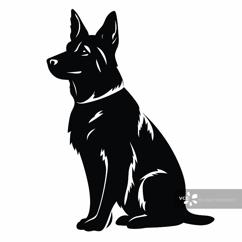 白色背景上的德国牧羊犬黑色图标图片素材