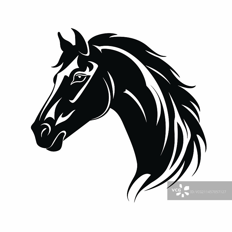 白色背景上的黑色马图标图片素材