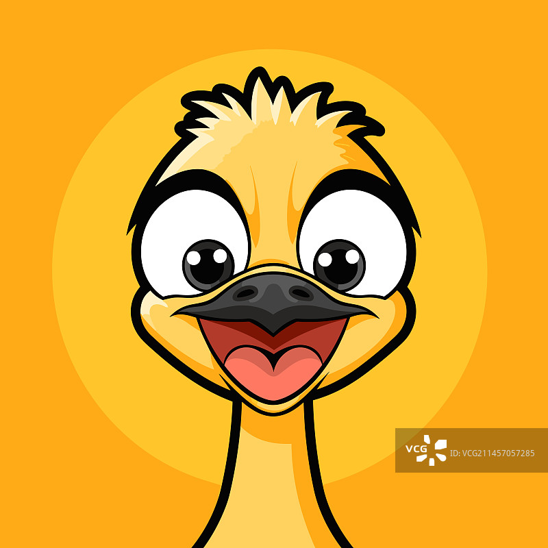 手绘卡通可爱涂鸦鸵鸟图片素材