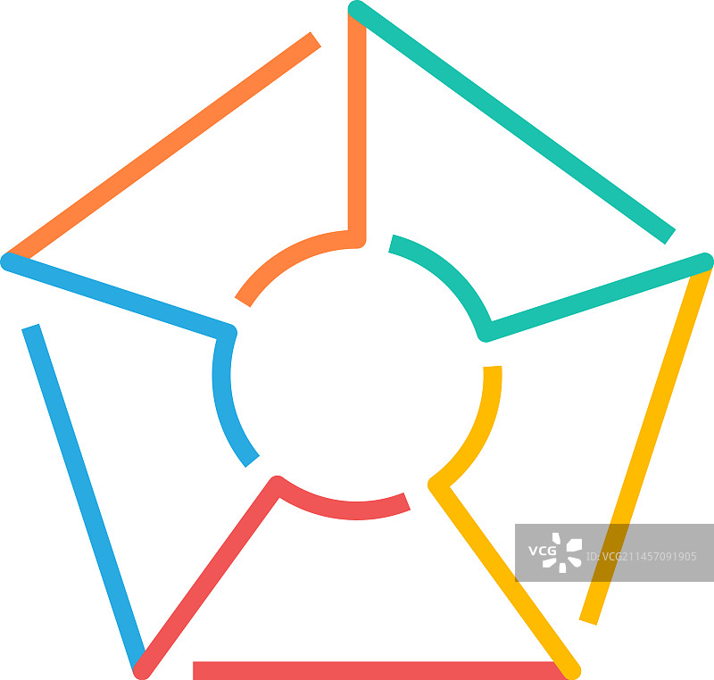 五边形信息图表彩色线条形状图片素材