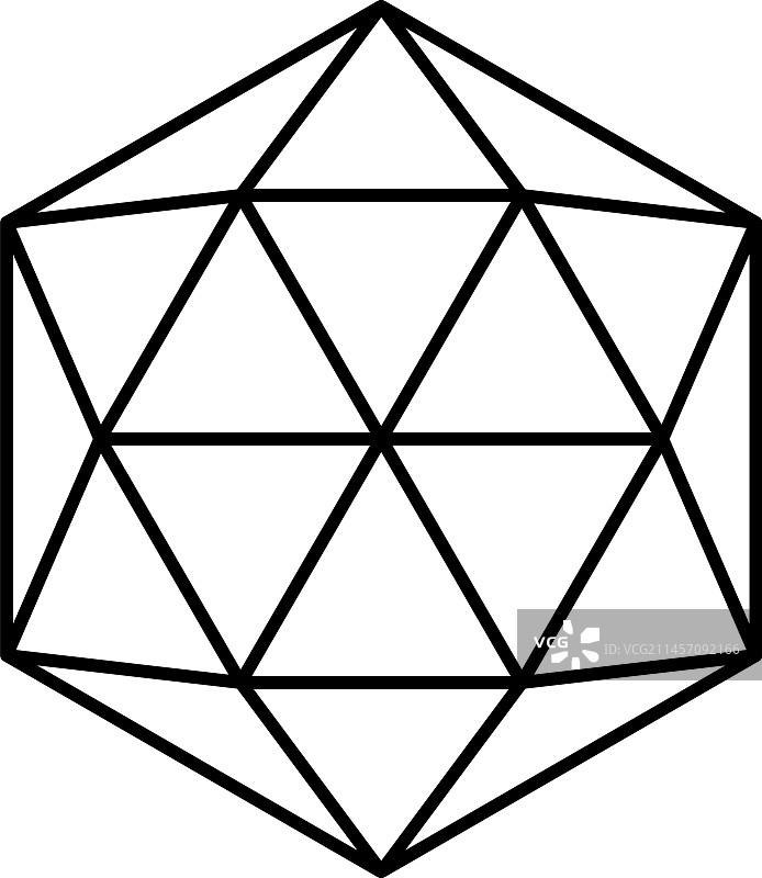 黑色线条水晶几何多边形图标图片素材