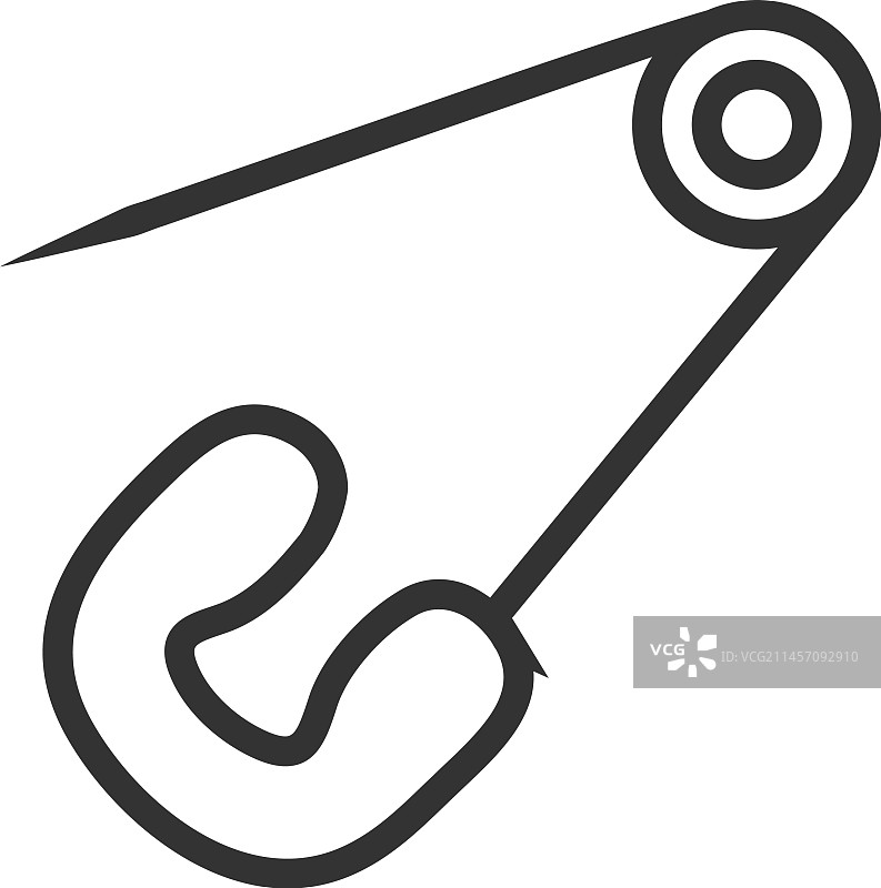 安全别针线形图标金属扣环符号图片素材