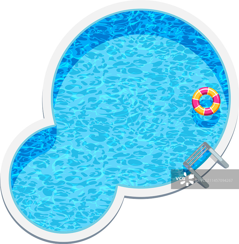带有救生圈的圆形泳池夏季游泳俯视图图片素材