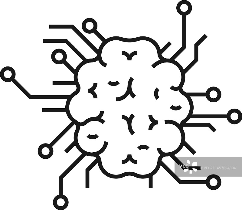 人类大脑技术线性神经生物学图标图片素材