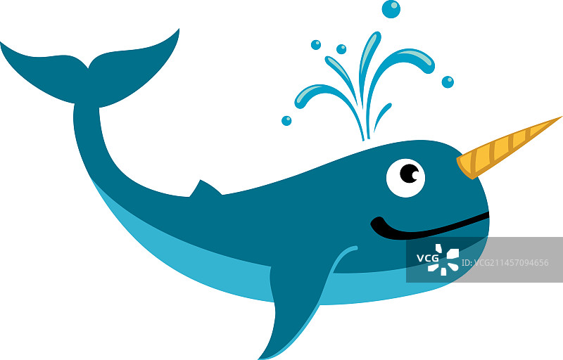 微笑的独角鲸海洋动物图片素材