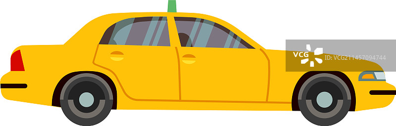 黄色轿车侧视图卡通出租车图标图片素材