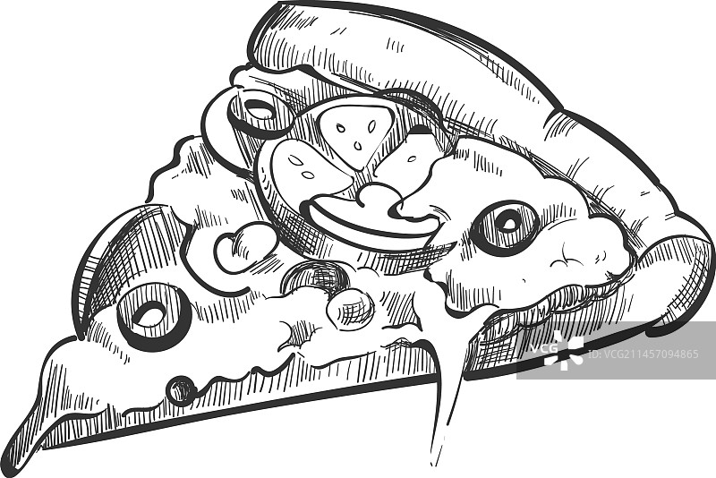 披萨切片素描传统意大利快餐图片素材