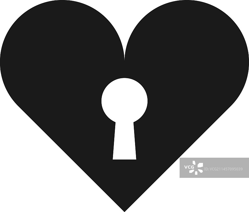 带钥匙孔的爱心锁黑色符号图片素材