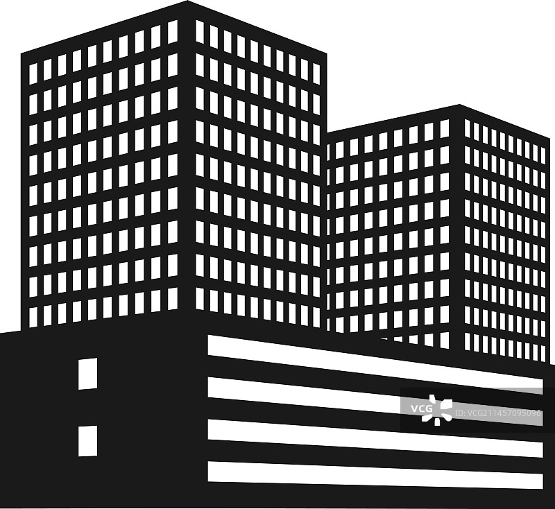 市中心商务办公楼黑色图标图片素材
