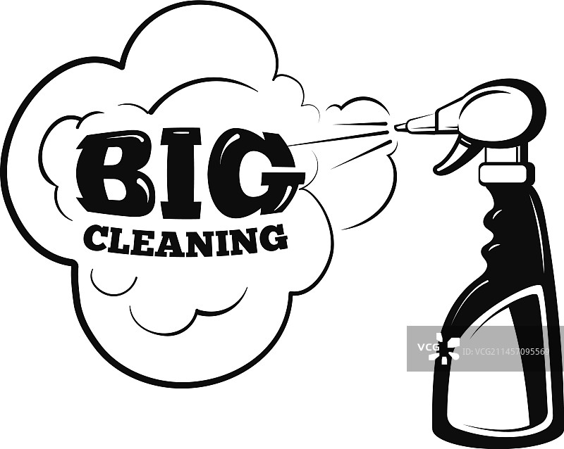 清洁标志喷雾瓶和水雾图片素材