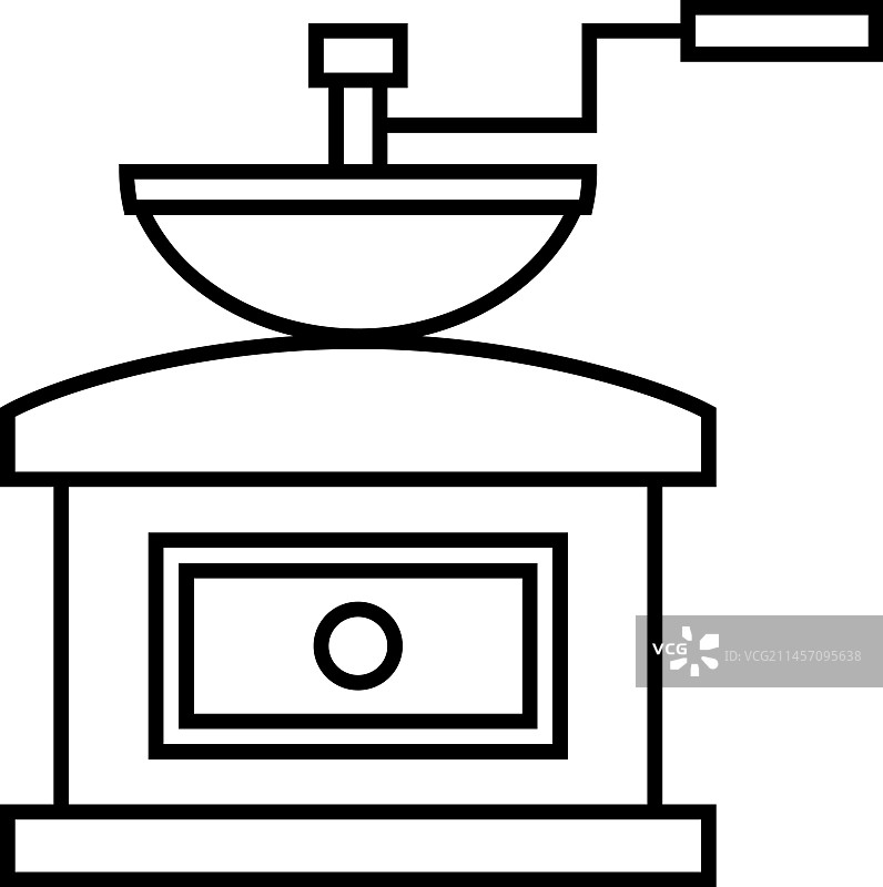 咖啡研磨机线性图标：咖啡豆制作设备图片素材