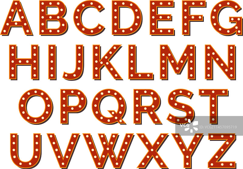 复古灯泡字母老式电灯字体图片素材