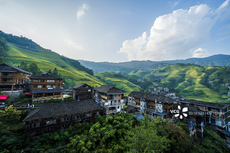 广西桂林龙脊梯田白昼风光图片素材