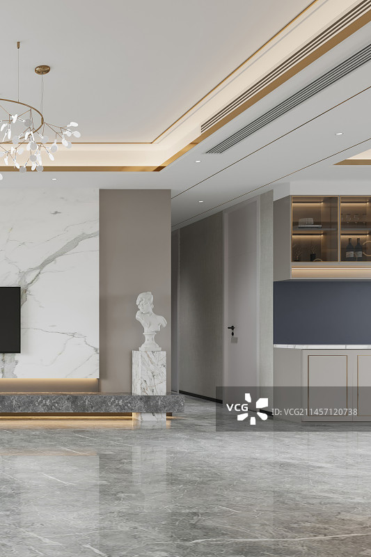 现代风格住宅客餐厅背景墙图片素材