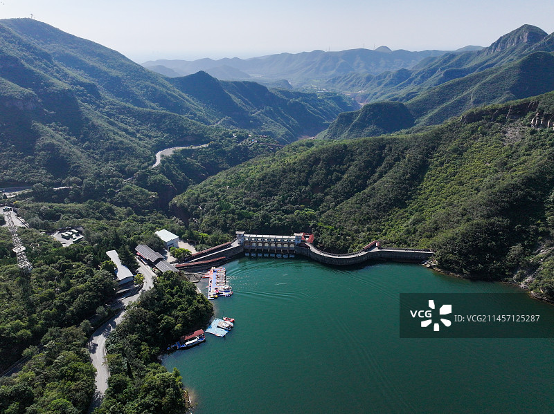 河南新乡市云台山子房湖航拍图片素材