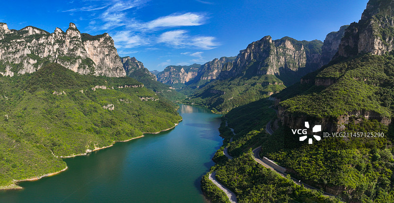 河南新乡市云台山子房湖航拍图片素材