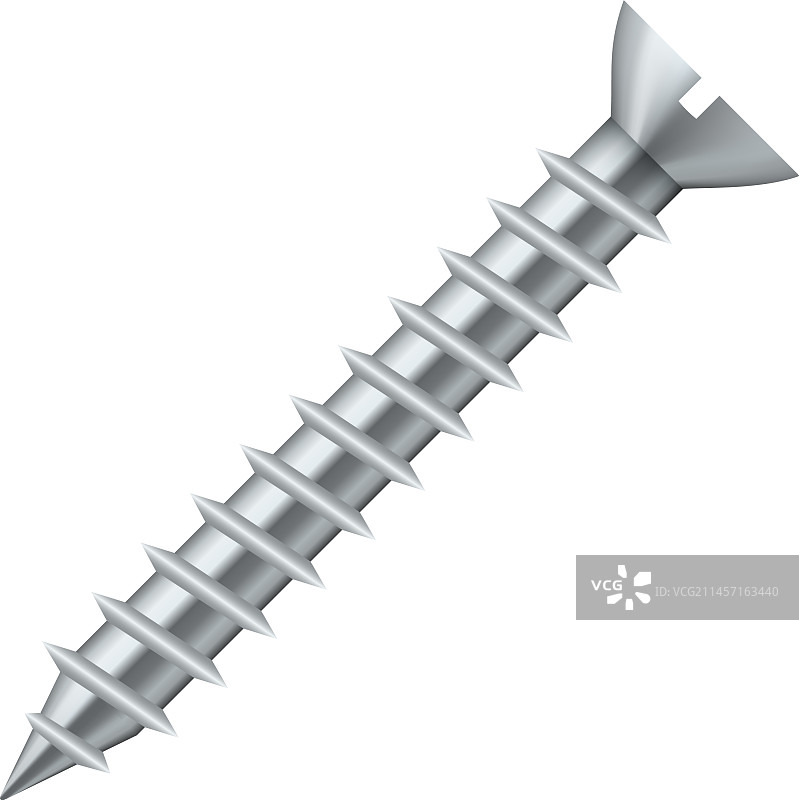 带开槽头的金属螺丝模型图片素材
