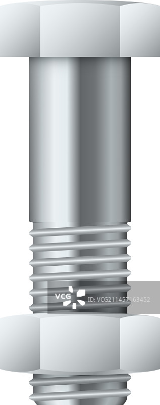 逼真闪亮钢制螺栓螺母紧固件图片素材