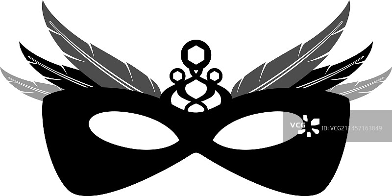 威尼斯面具轮廓羽毛配饰图片素材