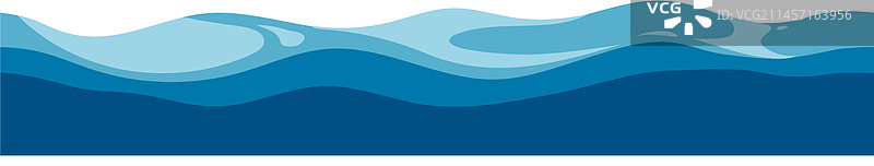 水波水平边框卡通海洋图片素材