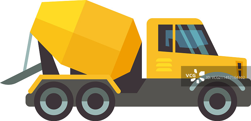 黄色混凝土搅拌车扁平图标图片素材