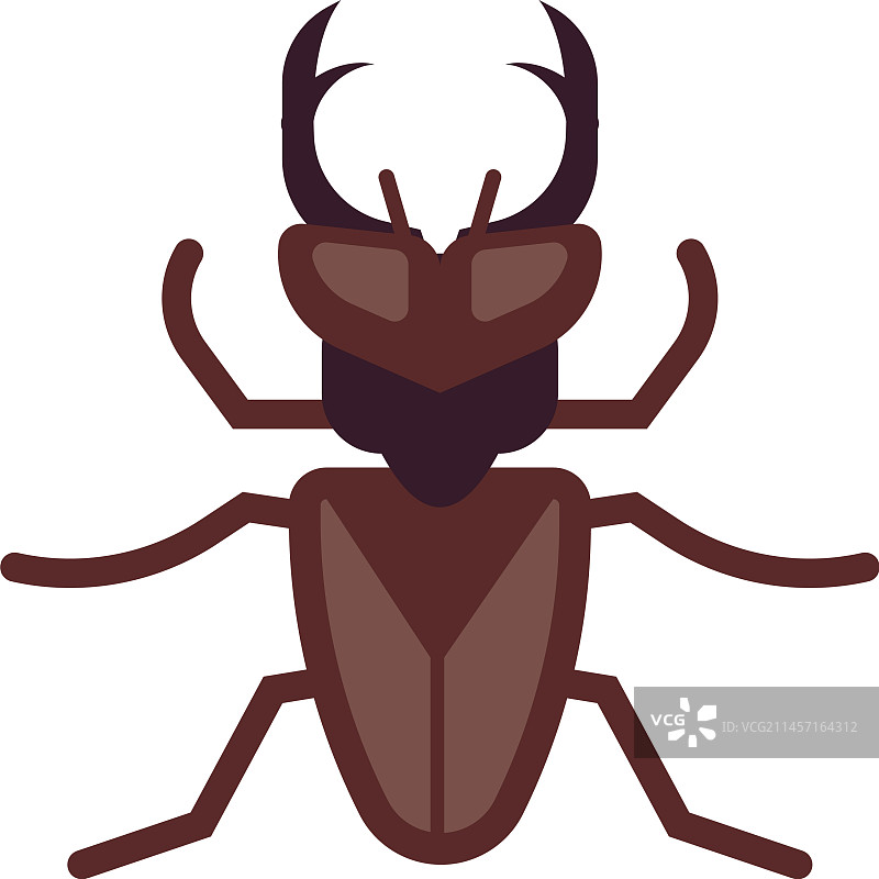 带角虫子扁平图标犀牛甲虫符号图片素材