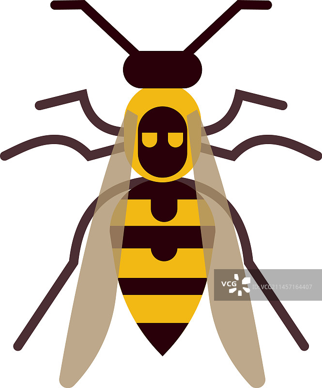 嗡嗡飞行的黄蜂扁平图标图片素材
