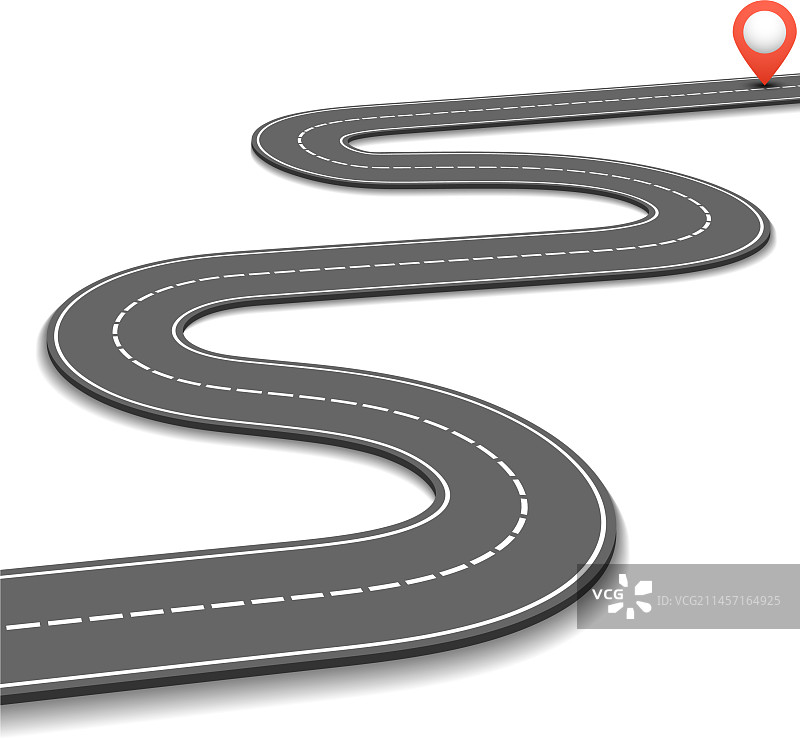 带有目的地指示标记的沥青路图片素材